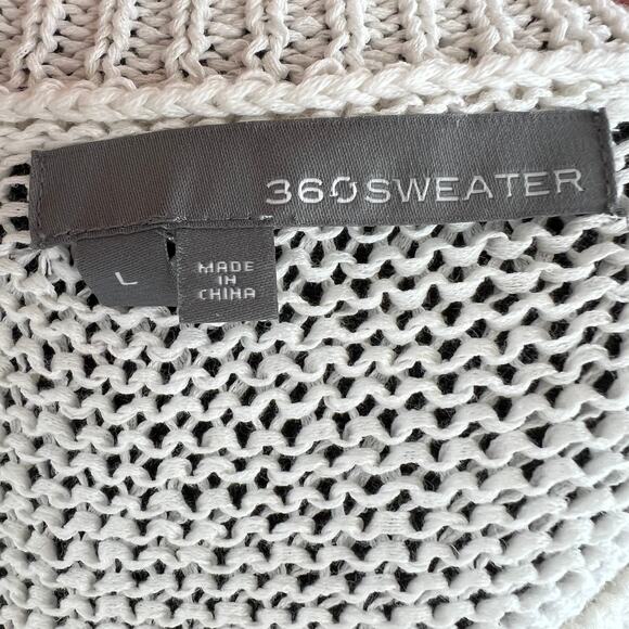 360 SWEATER Striped Long Sleeve Linen Cotton Blend Pullover Knit Sweater Size L - Picture 5 of 7